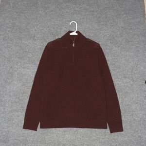 J Crew Sweater Mens M Burgundy Warm One Quarter Zip Mock Neck Pullover Warm